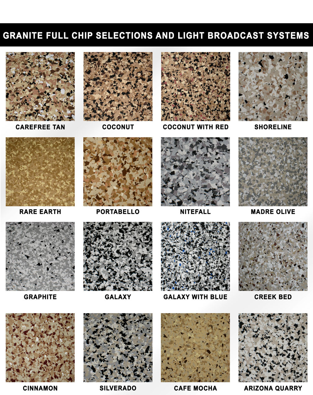 Arizona Polymer Flooring Color Chart